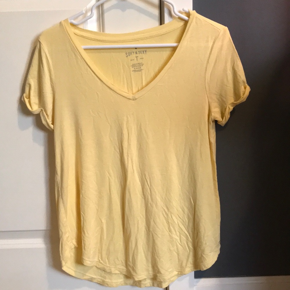 Yellow American Eagle V-neck tee